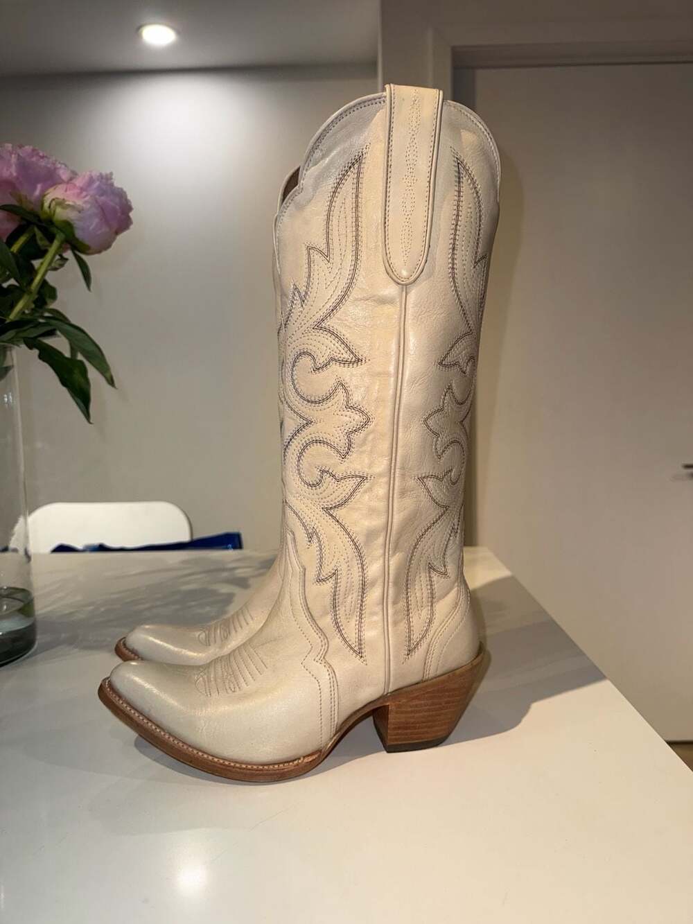 Ariat Western Cowgirl Boots Women's Size 7B Style 10044412 White Leather - Picture 4 of 15